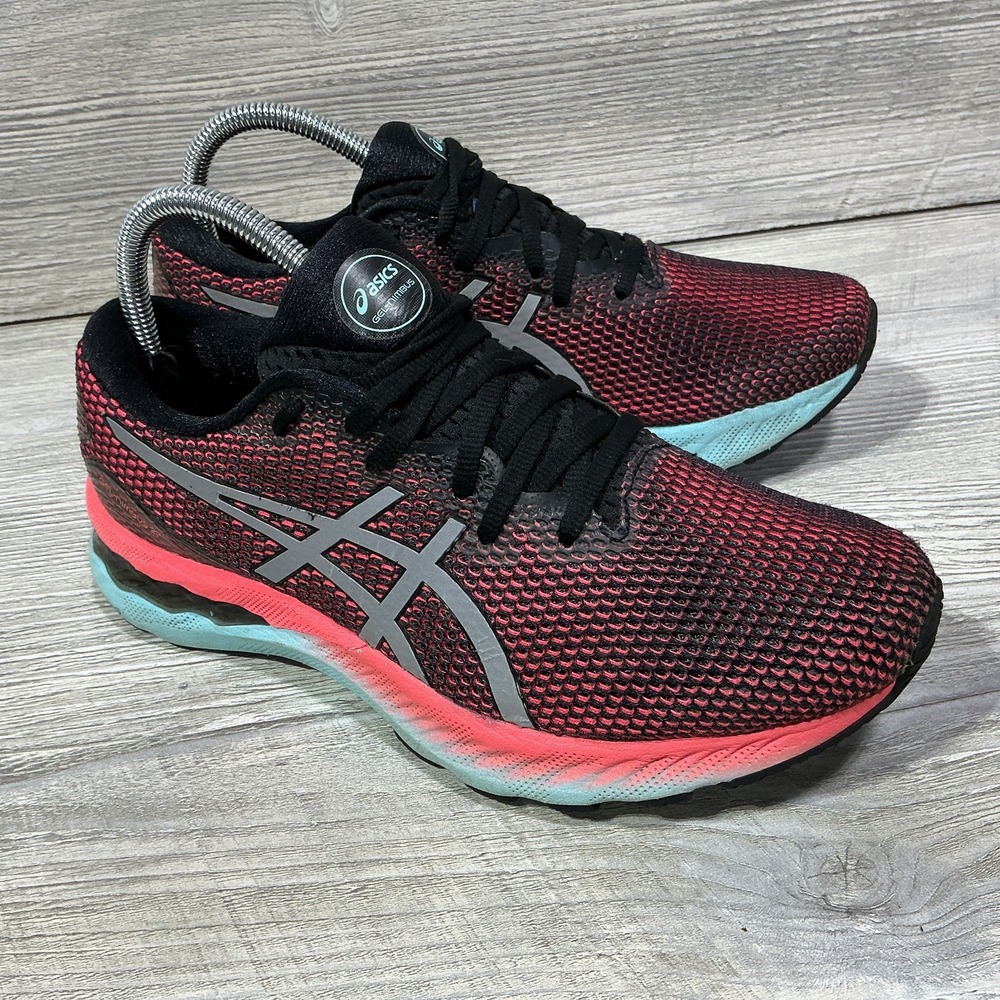 ASICS GEL Nimbus 23 Womens Size 8.5 Running Shoes Coral Pink Teal Black 1012B151
